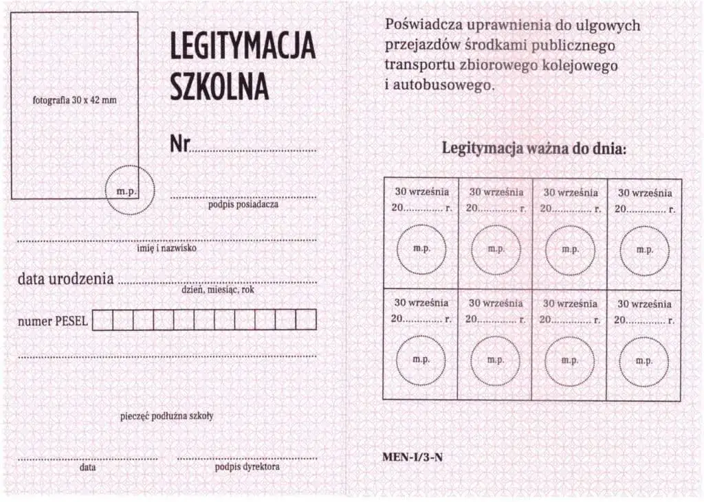 legitymacja szkolna zniżki transport