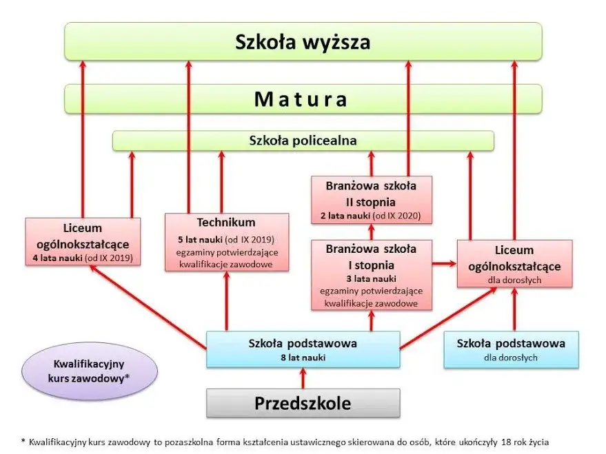 schemat systemu edukacji w Polsce